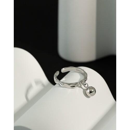 Simple 925 sterling silver bead rings for women jewelry, irregular surface adjustable ring 925 ball gold color accessories