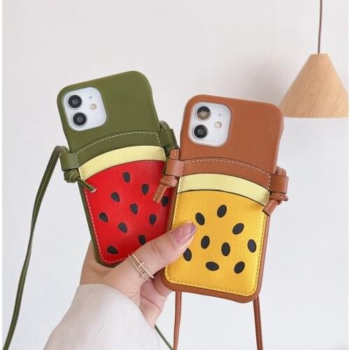 Luxury Double Layer Card Pocket Leather Phone Case For iPhone 12 Pro Max 12 Wallet Back Case Messenger Bag Women Gift