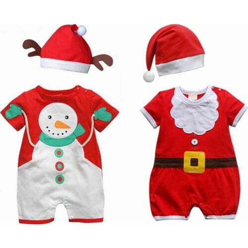 Unisex Baby Boy Baby Girls Christmas Romper Outfit Red Santa Claus Clothes Set Lovely Snowman Baby Set