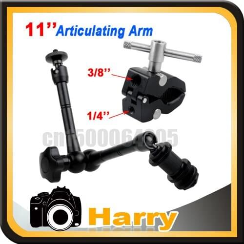 2PCS/1set 11" Inch Articulating Magic Arm + Super Clamp for camera LCD Monitor LED light