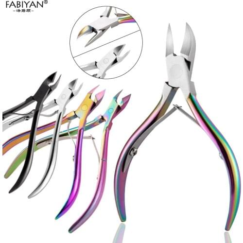 Stainless Steel Rainbow Nail Art Nippers Dead Skin Remover Cuticle Scissors Manicure Clipper Trimmer Finger Pedicure Plier Tools
