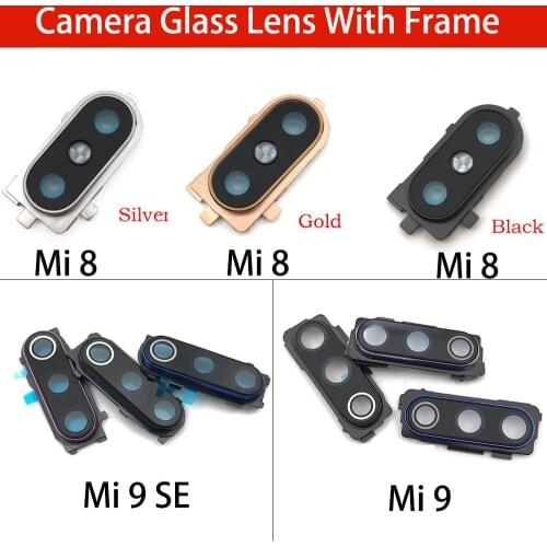 Back Camera Glass For Xiaomi Mi 8 Mi8 Mi9 Mi 9 SE Lite Mi 10 Mi10 Rear Camera Lens Glass With Frame Repair Parts