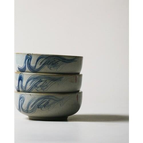 Japanese Retro Ceramic Rice Bowl Simple Household Hand-painted Fruit Dessert Salad Bowl Retro Hotel Restaurant Tableware Single