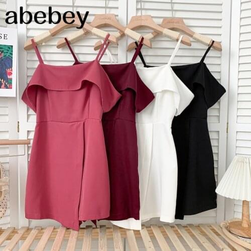 Vintage square collar puff sleeve denim Rompers high waist lace up single breasted casual wide leg Rompers 2021 New Summer