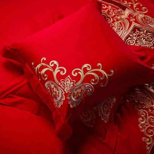 45x45cm/60x60cm 1 pair cotton embroidered red cushion cover backrest wedding bed pillow case lumbar pillow cover for cushion