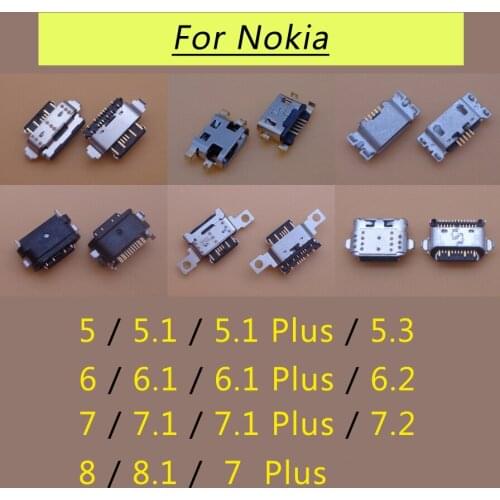 1pcs Micro USB Jack Charging Socket Port Plug Dock Connector For Nokia 2 3 5 6 7 8 3.1 5.1 6.1 7.1 5.3 6.2 7.2 Plus X5 X6 X7