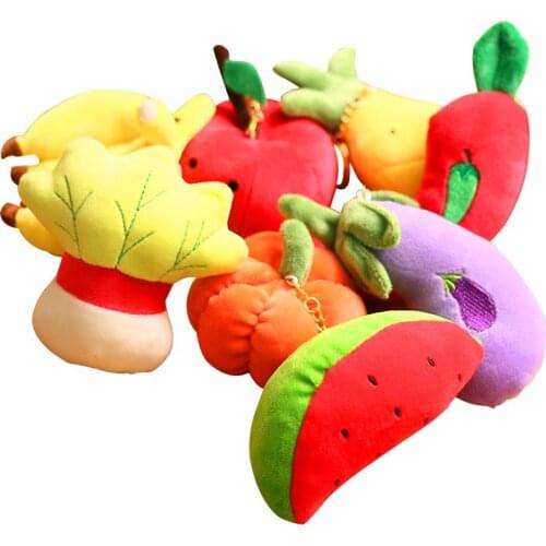 10PCS 8cm Simulation Fruit Vegetables Decoration Bag Plush Mini Pendant Keychain Doll Ring Toy