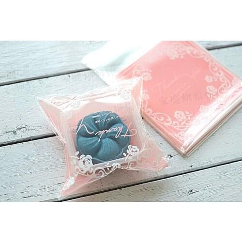 100 pcs/lot Rose Flower Bakery Cookies Bags Plastic Self Adhesive Biscuit Macaron Packaging Bag 10cm*10cm