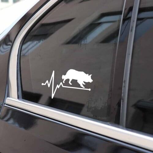 14.4CM*9CM Cool Border Collie Lifeline Heartbeat Vinyl Black/Silver Car Sticker C22-1138