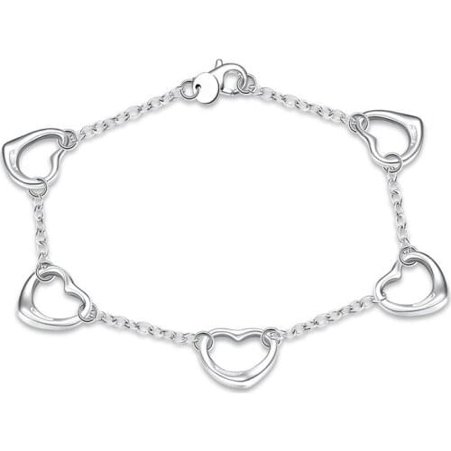 2016 Hot Silver color heart bracelet fashion jewelry engagement gift for woman Top quality factory price H213