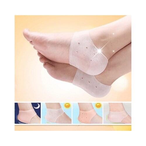 2018 New arriver feet care socks 2PCS New Silicone Moisturizing Gel Heel Socks with hole Cracked Foot Skin Care Protectors