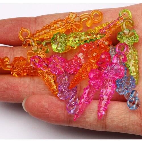 40x11mm Umbrella Shape Acrylic Beads Colorful Mixed Transparent Loose Spacer Beads For Jewelry Making DIY Jewelry Accessories