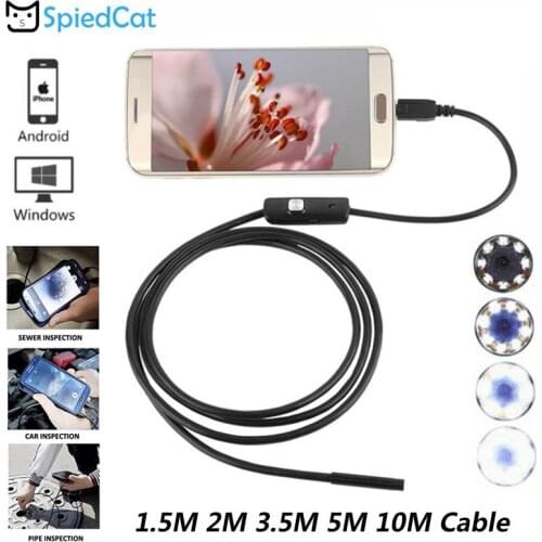 5.5/7/8mm Lens Mini Lens Android OTG USB Soft Cable Endoscope Snake Pipe Inspection MicroUSB Borescope Camera Android Phone PC