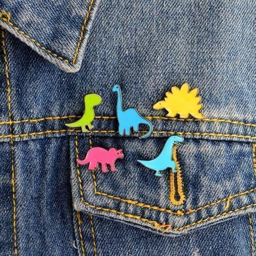 5 color dinosaur Pins Hard enamel lapel pins Badges Brooches Backpack Jacket Accessories Jewelry Animal pin Dinosaur pin