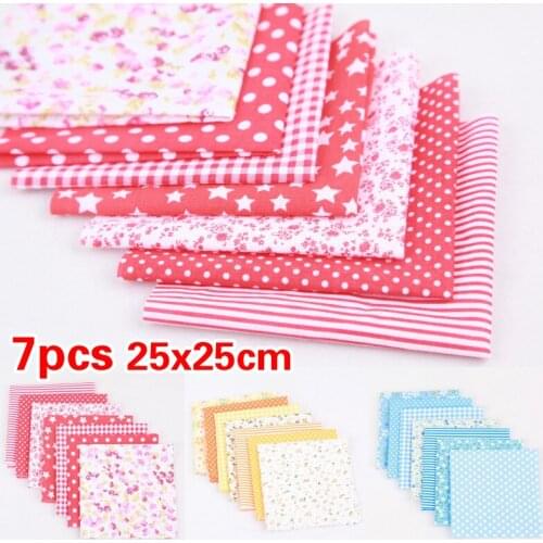 7pcs 25X25cm Floral Animals Cotton Patchwork Fabric Sewing Quilting Material Needlework DIY Cloth Handmade Accessories