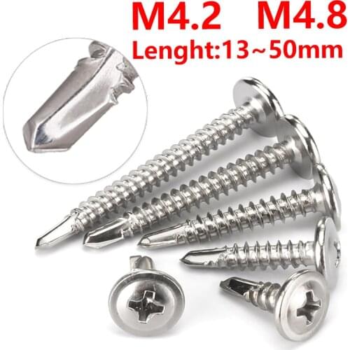 #8 #10 410Stainless Steel Electric Drill Screw Washer Head Phillips Self Drilling Screw Thread Self Tapping Screw Bolt M4.2 M4.8