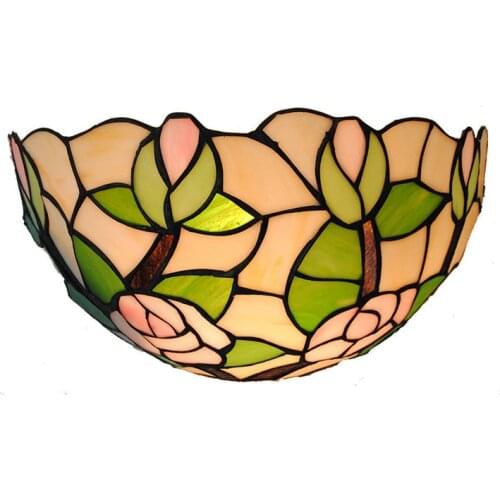 8" Simple Tiffany Style Rose Stained Glass Wall Sconce Single Light Lamp For Indoors Outdoors Decoration Fixtures Lighting WL310