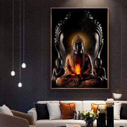 Buddha Canvas Painting Buddhist Mural Guest God Buddha Mural Art Printing Hall Religious Poster Wall Decoration Home Decor