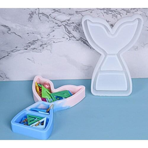Fishtail Storage Box Container Resin Molds Storage Box Mould Silicone Mold for DIY Epoxy Resin Trinket Holder Home Decor