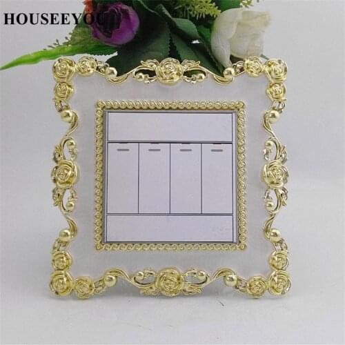 European Light Switch Cover Sticker Plate Rose Lace Wall DIY Decoration Golden Living Room Decorative