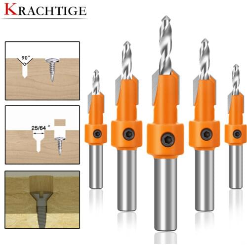 Krachtige 8mm Shank HSS Woodworking Countersink Router Bit Screw Extractor Remon Demolition for Wood Milling Cutter