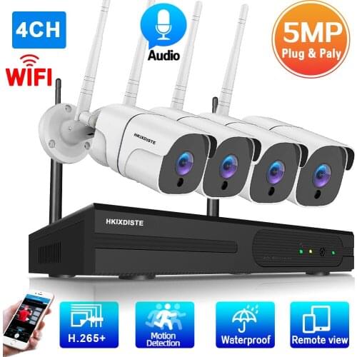 HD 5MP IP Security Camera System Wifi NVR Kit 4CH Outdoor Motion Detection CCTV Video Surveillance Camera System Kit 4 Channel