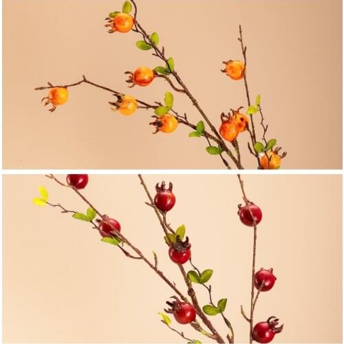 Artificial Hawthorn Red Cherry Branch Stamen Berry Christmas Decorative Fruit Festive Party Supplies Decorations Fake Fruits