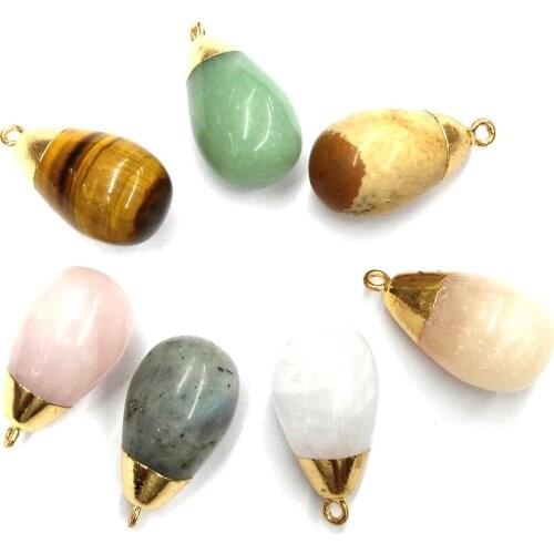 Drop-shaped Tiger Eye Stone Pendant Reiki Healing Natural Stone Meditation Amulet DIY Jewelry Size Natural Stone Charms 15x30mm