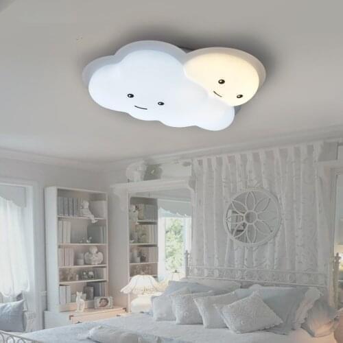 Childrens room lamp smiling face cloud led ceiling lamp warm girl boys room bedroom lamp eye protection cartoon lamp