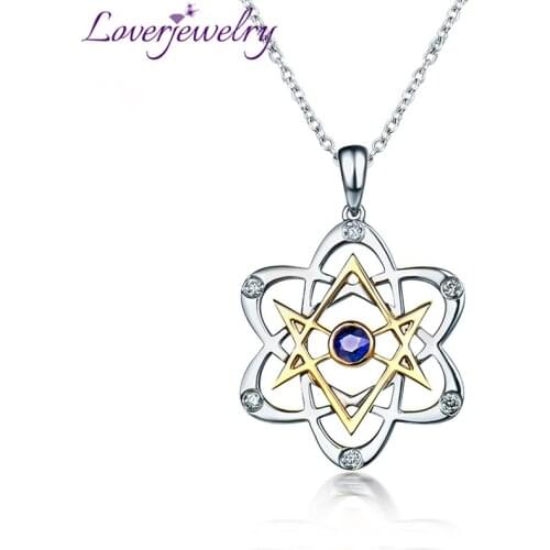 LOVERJEWELRY Pendant Jewelry Solid 18Kt Multi-tone Gold Diamond Tanzanite Anniversary Pendant Necklace Flower Shape Fine Jewelry