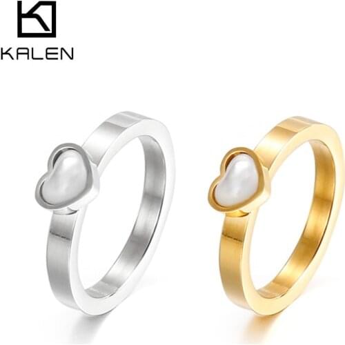 Kalen Cute Girls Ring Gorgeous And Sweet Style Stainless Steel Love Heart 3mm Jewelry