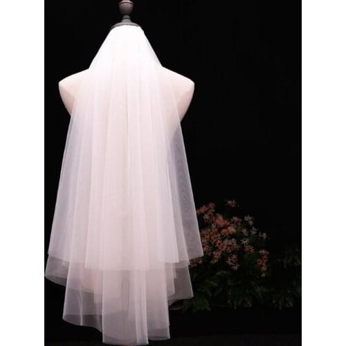 Minimalist Simple 2 Tier Layered Women Girls Short Wedding Veils Ivory White Tulle Bridal Veil Marriage Accessories With