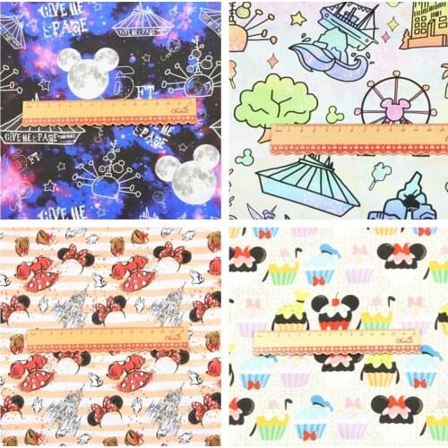 Cartoon Cute Mouse Design 100% Cotton Fabric for Kids Clothes Sewing Quilting Fabrics Needlework Material DIY Handmade