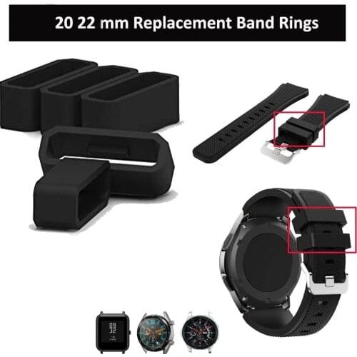 20 22mm Soft Silicone Rings for Huawei Watch GT/Huami/Samsung Replacement Band Retaining Hoop Loop Black Retainer Buckle Holder
