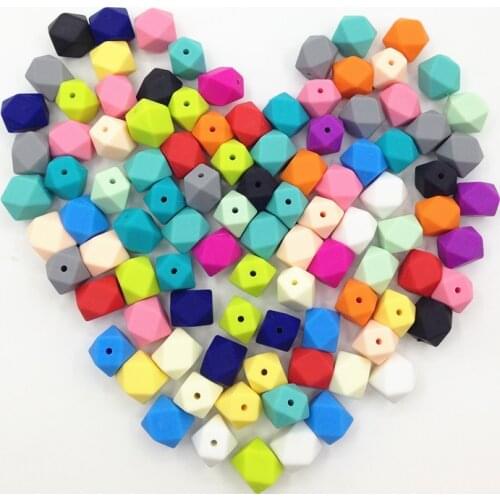 Wholesales Geomtric Silicone Teething Beads ,hexagon chew beads for baby silicone nursing beads