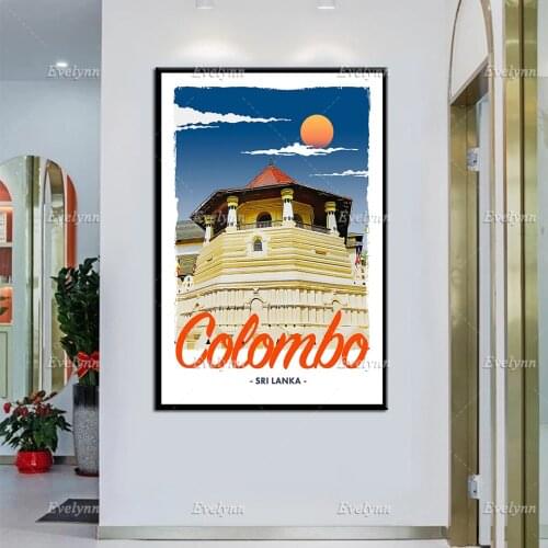 Retro Vintage Style Travel Poster or Canvas Picture - Colombo Sri Lanki Modular Home Decor Prints Wall Art Painting Living Room