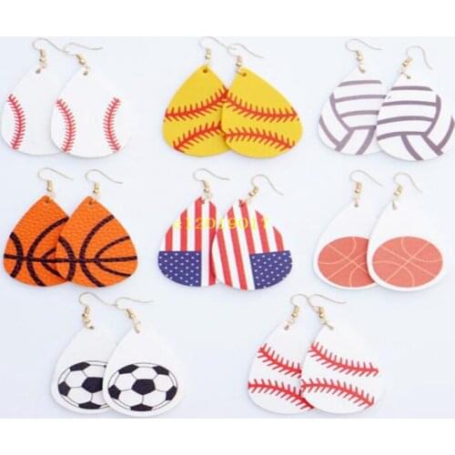 Football Sports Pu Leather Earrings Rugby American Flag Earrings Women Lady Fashion Accessories Jewelry 8styles