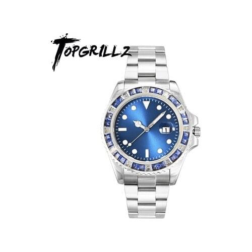 TOPGRILLZ Bussiness Quartz Watch Famous Brand Diamond Watch Stainless Steel Timepiece Designer Watch Fashion Jewelry For Men