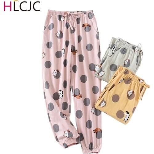 Japan and South Korea Spring Women Trousers Pure Cotton Ladies Home Pants Autumn and Winnter Pants Loose Cartoon Home Pants 2020