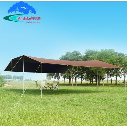 Outdoor Canopy Awning Tent Camping Oxford Coth Coated Silver Super Large 6 * 8m Camping Sunshade Rain Proof Canopy