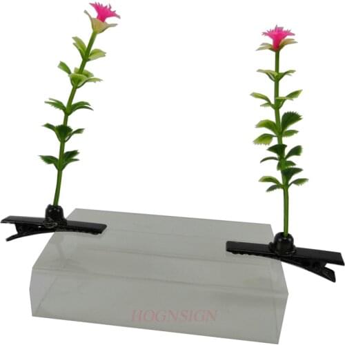 2pcs hair clip Small red flower hairpin plants show cute artifact seedling hairpin long grass weird cartoon headdress flower