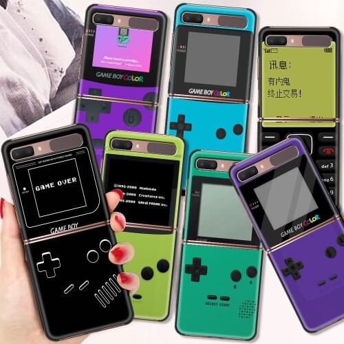 Hard Case for Samsung Galaxy Z Flip 6.7" PC Phone Case ZFlip 5G Black Segmented Protect Cover Coque Display Retro Gameboy