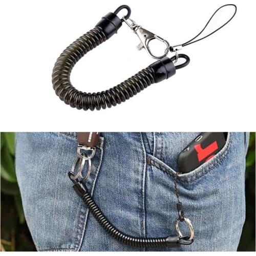 1Pc Spring Coil Keychain Spiral Retractable Theftproof Anti-Lost Stretch Cord Safety Key Ring Lobster Clasp Hook for Keys Wallet