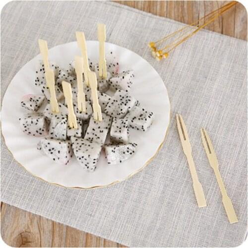 100pcs Disposable Wooden Fruit Fork Dessert Cocktail Fork Set Party Home Household Decor Tableware Supplies Bento Accessories