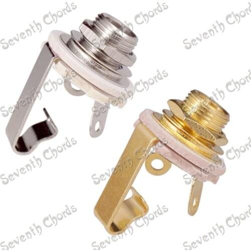 2 Pcs Brass Material /4" Mono Input Jack Plug Socket For Electric Guitar Bass output jack 6.35mm / Silver & Gold for choose