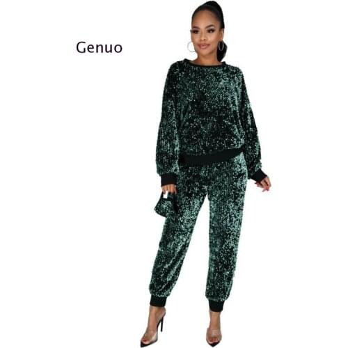 2 Piec Set Woman Outfit Sequin Top and Pant with Mask Set Three Piece Set Plus Size Clothing for Women Party Club Bodycon Outfit