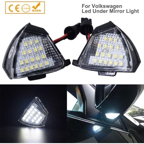 2pcs Car LED Under Side Mirror Light Puddle Lamp For Volkswagen Passat B5 B6 CC Golf 5 6 Plus Sharan Eos Jetta Tourn Rabbit GTI