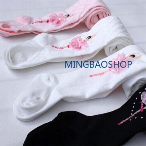 5prs/lot Wholesale White Pink Dancewear Ballet Soft network footed Dance Ballet Tights For Sale kids with pink ballet girl