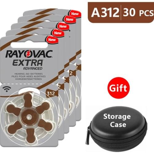Hearing Aid Batteries Size 312 za Rayovac Extra Advanced,Pack of 30,Brown Tab PR41 1.45V Type 312 Zinc Air Battery
