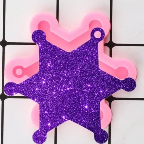 Shiny Glossy Star Silicone Mold Epoxy Resin Crfat Keychain Badge Moulds Pendant Polymer Clay Mould DIY Handmade Charms Molds